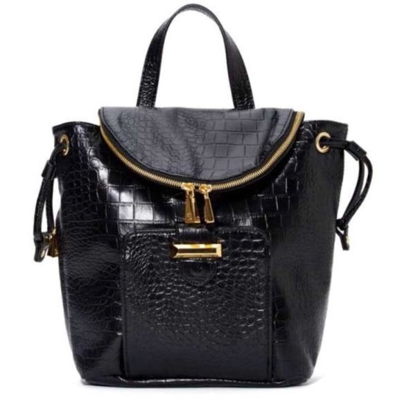 SNOB ESSENTIALS black faux leather mini backpack - Picture 2 of 5